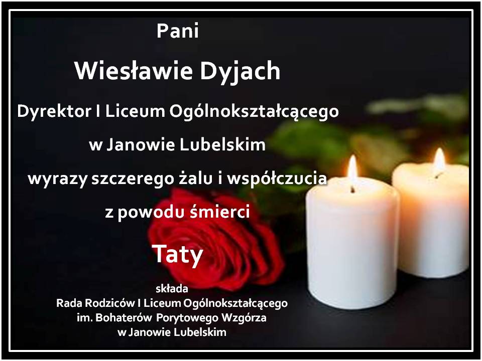 Kondolencje dla Dyrektor LO Wiesławy Dyjach