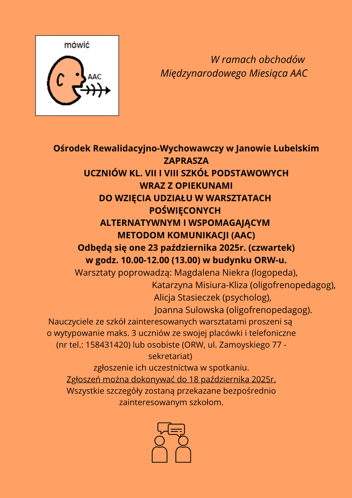 Ośrodek Rewalidacyjno – Wychowawczy w Janowie Lubelskim zaprasza uczniów i rodziców na warsztaty