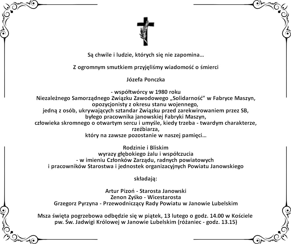 Nie żyje Józef Ponczek – człowiek „Solidarności”. Miał 75 lat