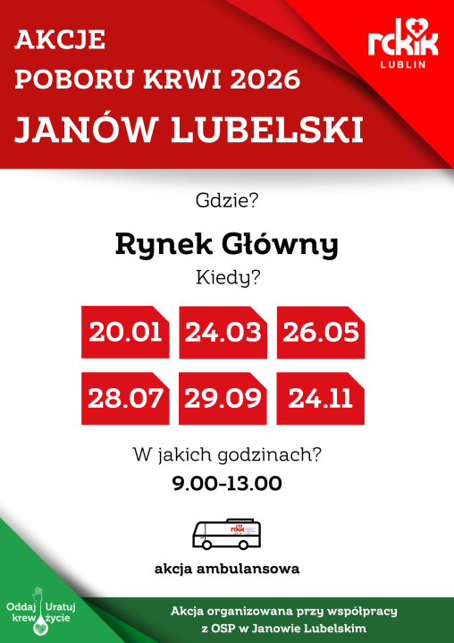Akcje Poboru Krwi 2026 – Janów Lubelski