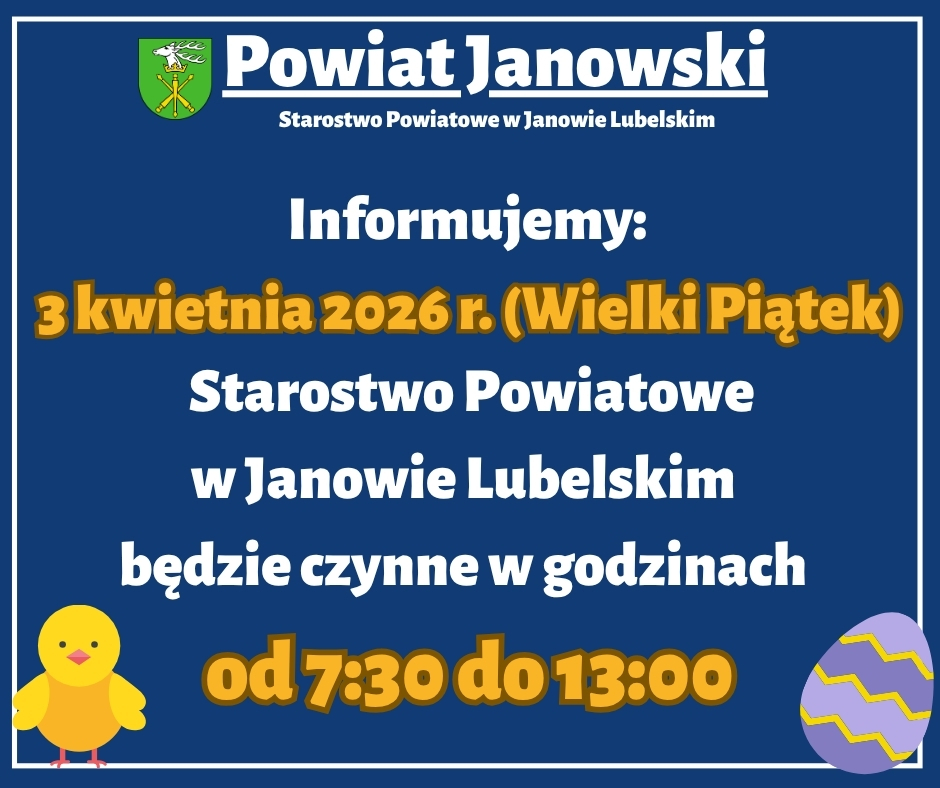Godziny otwarcia Starostwa Powiatowego 03.04.2026 (Wielki Piątek)