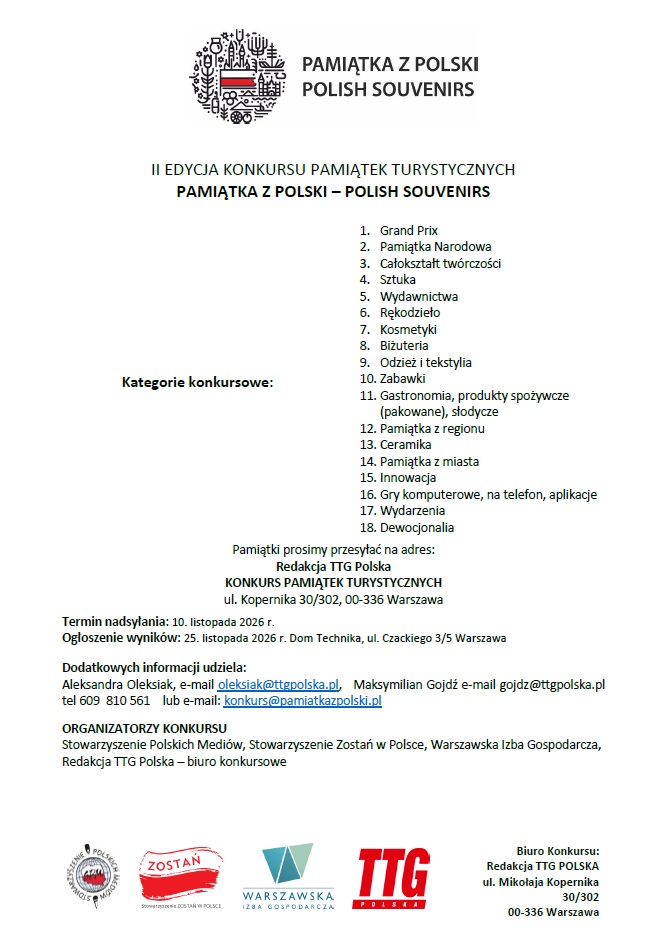 Pokaż swój produkt w Polsce i za granicą… II edycja konkursu pamiątek turystycznych „Pamiątka z Polski – Polish Souvenirs”