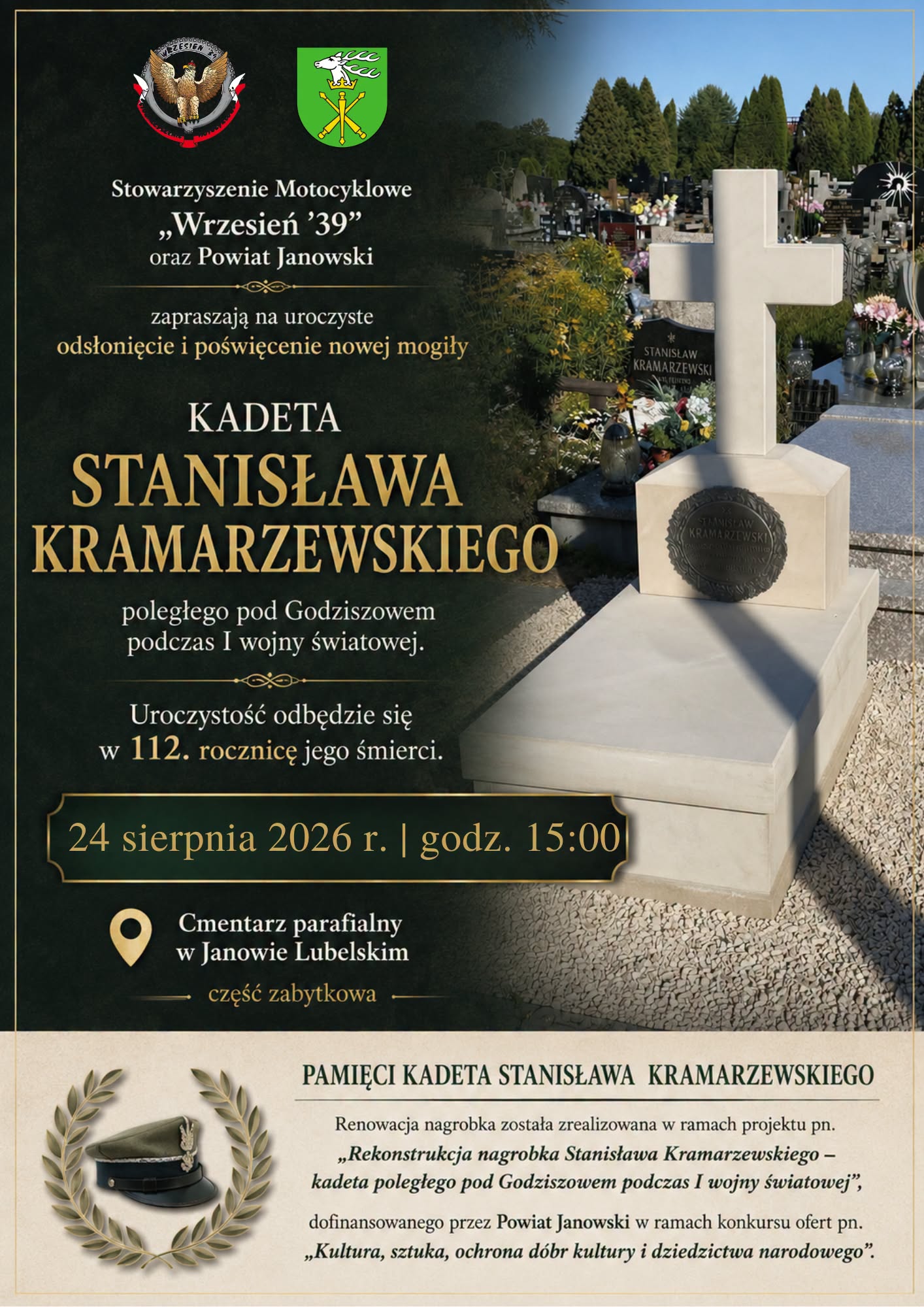 Odsłonięcie i poświęcenie mogiły kadeta Stanisława Kramarzewskiego