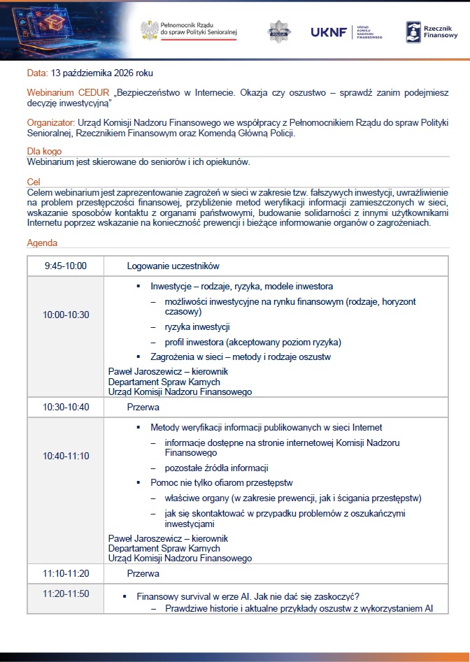 Bezpieczeństwo w Internecie… Bezpłatne webinarium dla seniorów i ich opiekunów