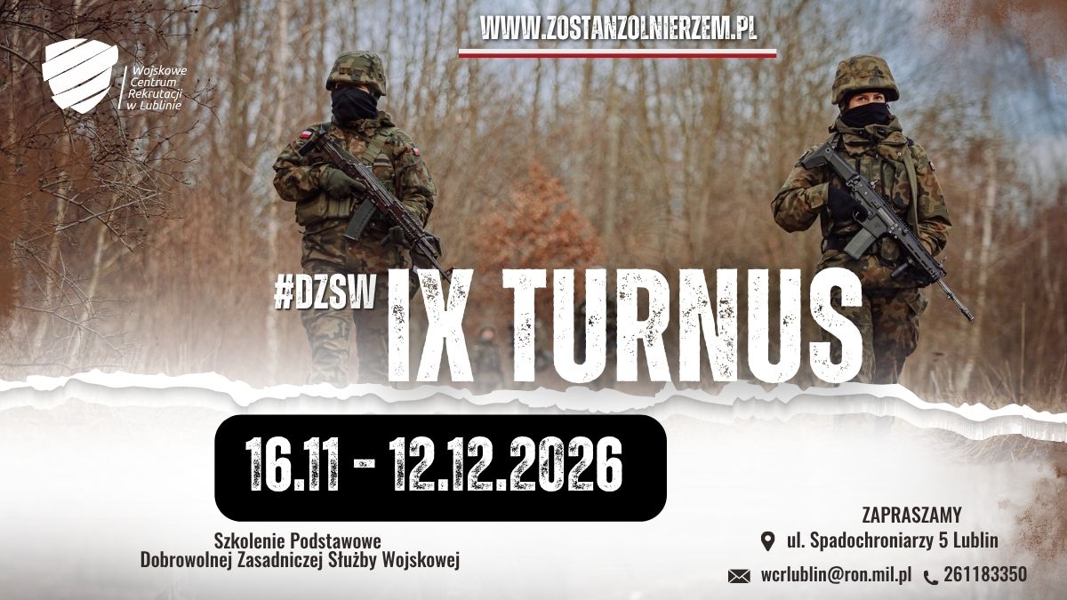 Ostatni w tym roku! IX turnus Dobrowolnej Zasadniczej Służby Wojskowej rozpocznie się 16 listopada i potrwa do 12 grudnia 2026 r.